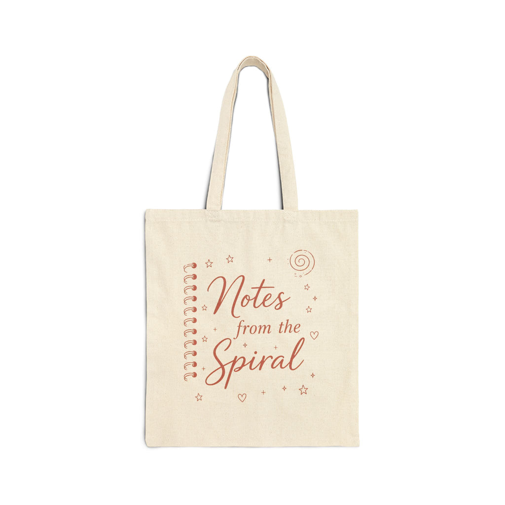 Notes from the Spiral Canvas Tote — Soft Beige Notebook-Style Book Lover Bag