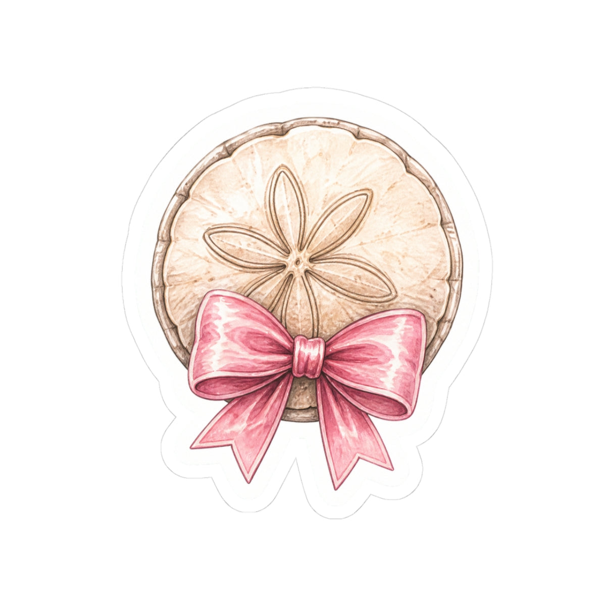 Pretty Little Sand Dollar Bow Sticker