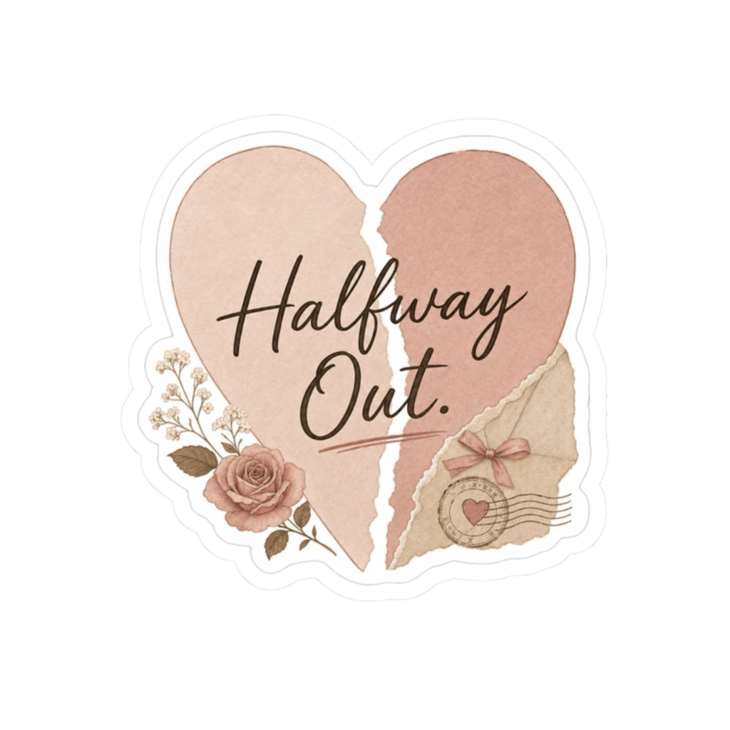 Halfway Out Heart Sticker