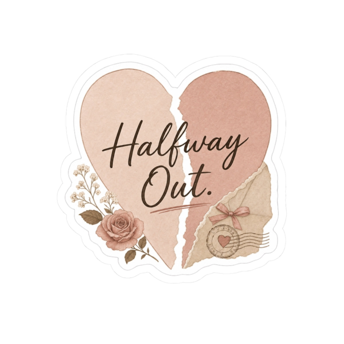 Halfway Out Heart Sticker