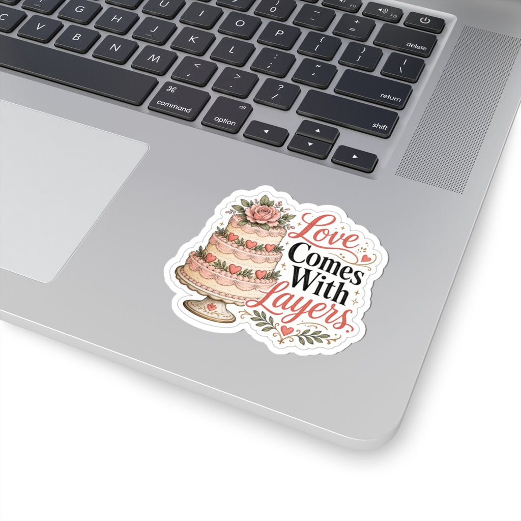 Love Comes With Layers Cake Sticker