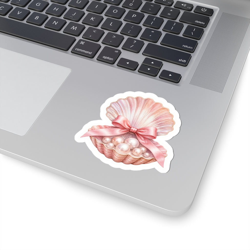 Pearl & Pink Bow Seashell Sticker 🎀🐚🫧