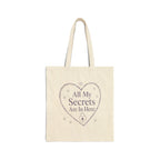 "All My Secrets Are In Here" Heart Canvas Tote