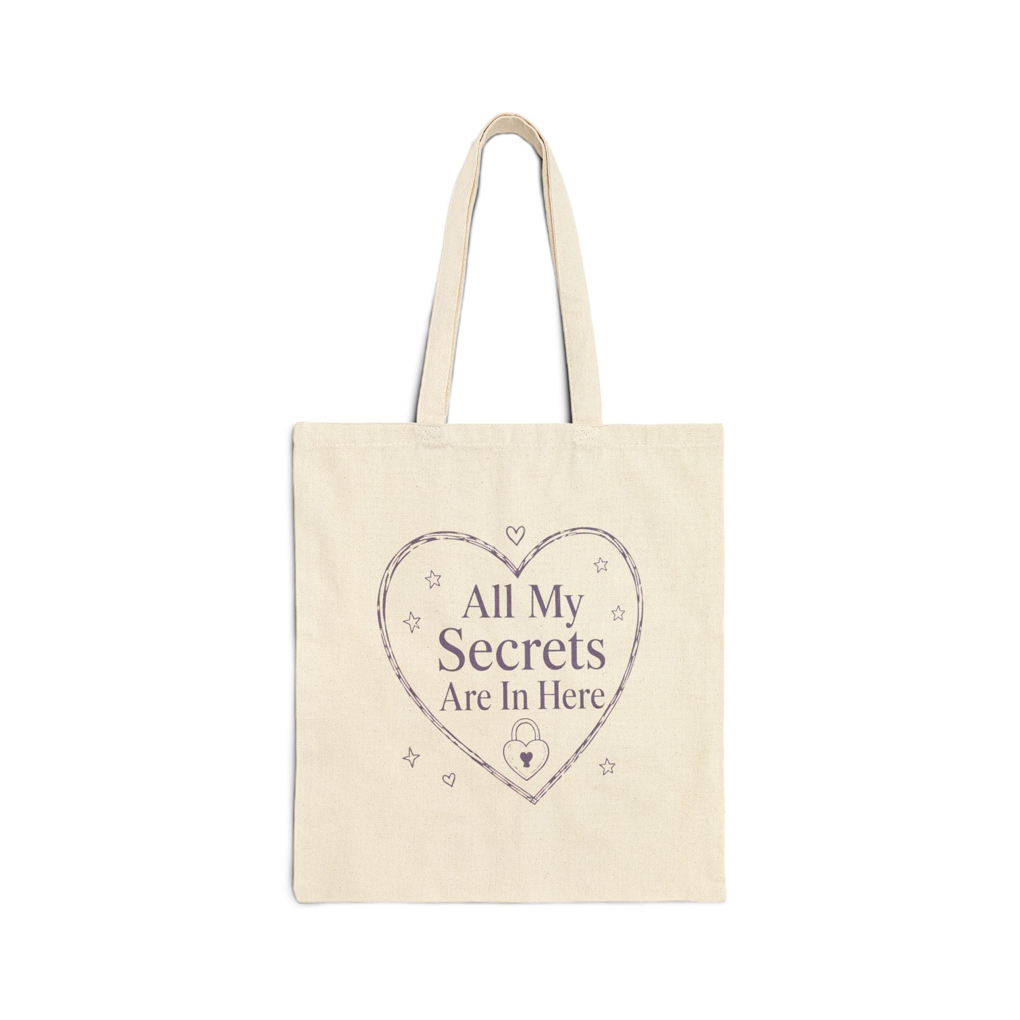 Tote Bag — "All My Secrets Are In Here" Heart Canvas Tote