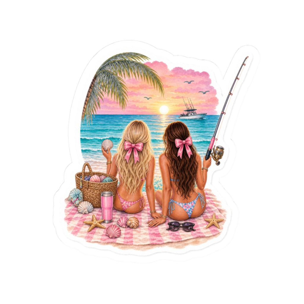 Sunset Friends Fishing Sticker