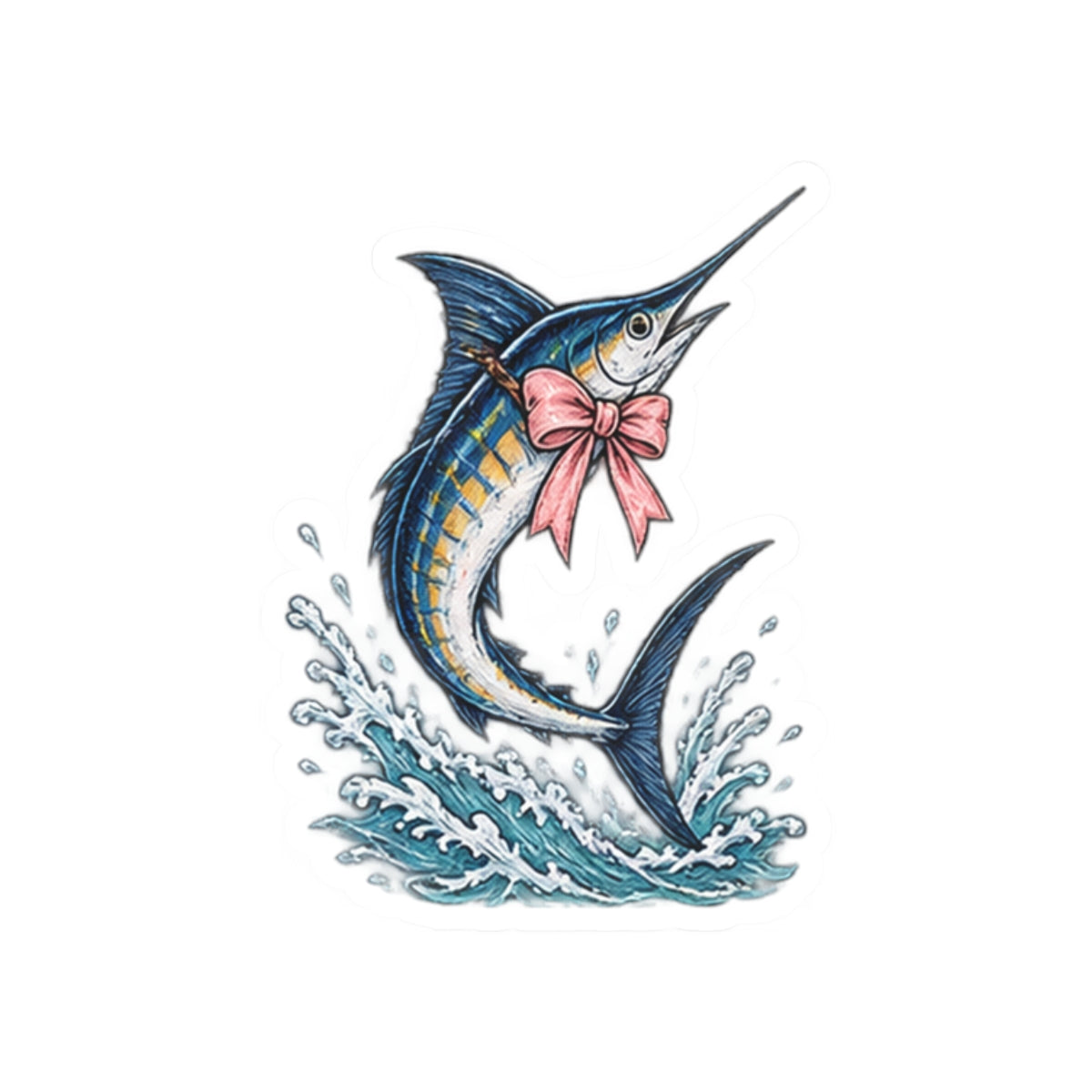 Pink Bow Marlin Sticker 🎀🎣🌊