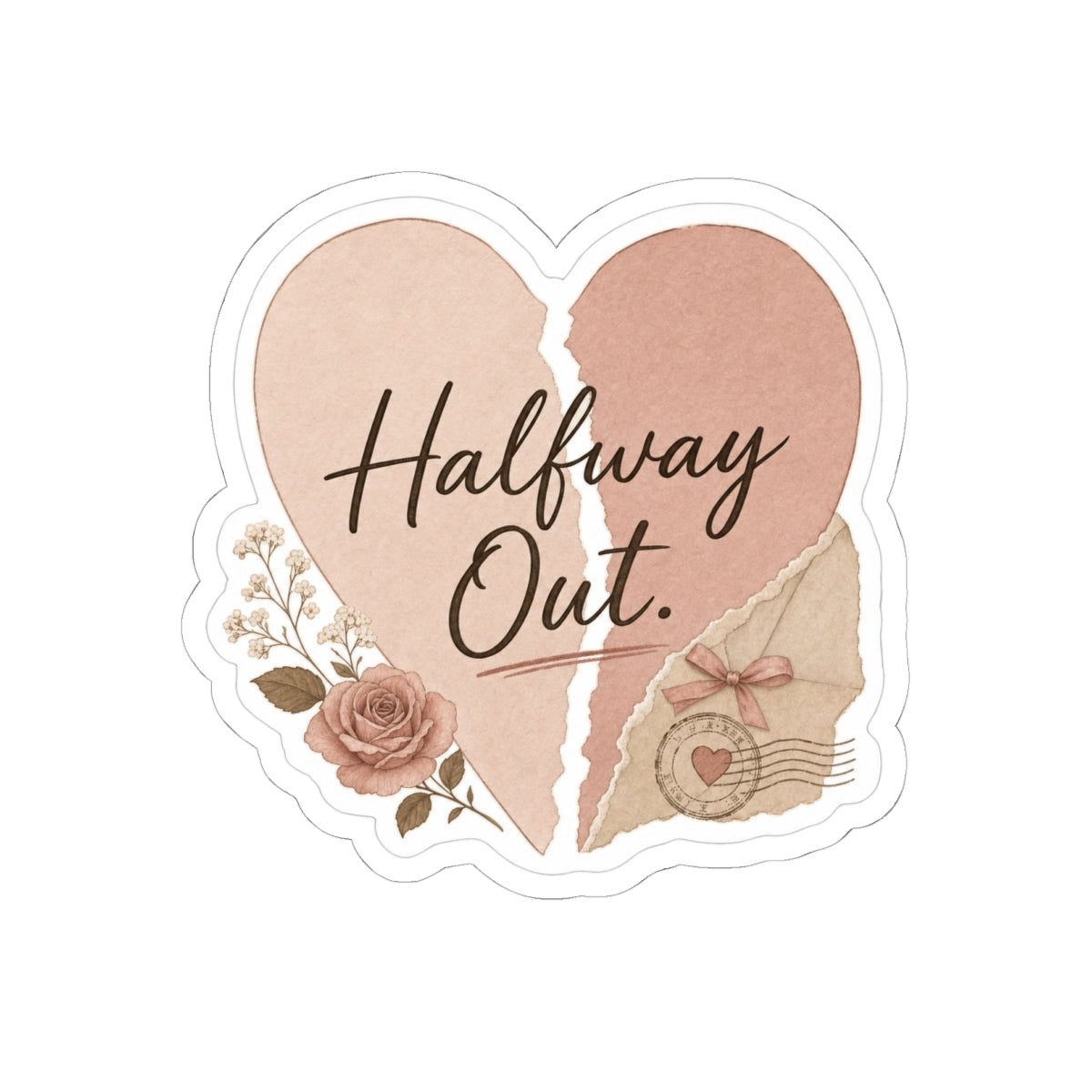 Halfway Out Heart Sticker