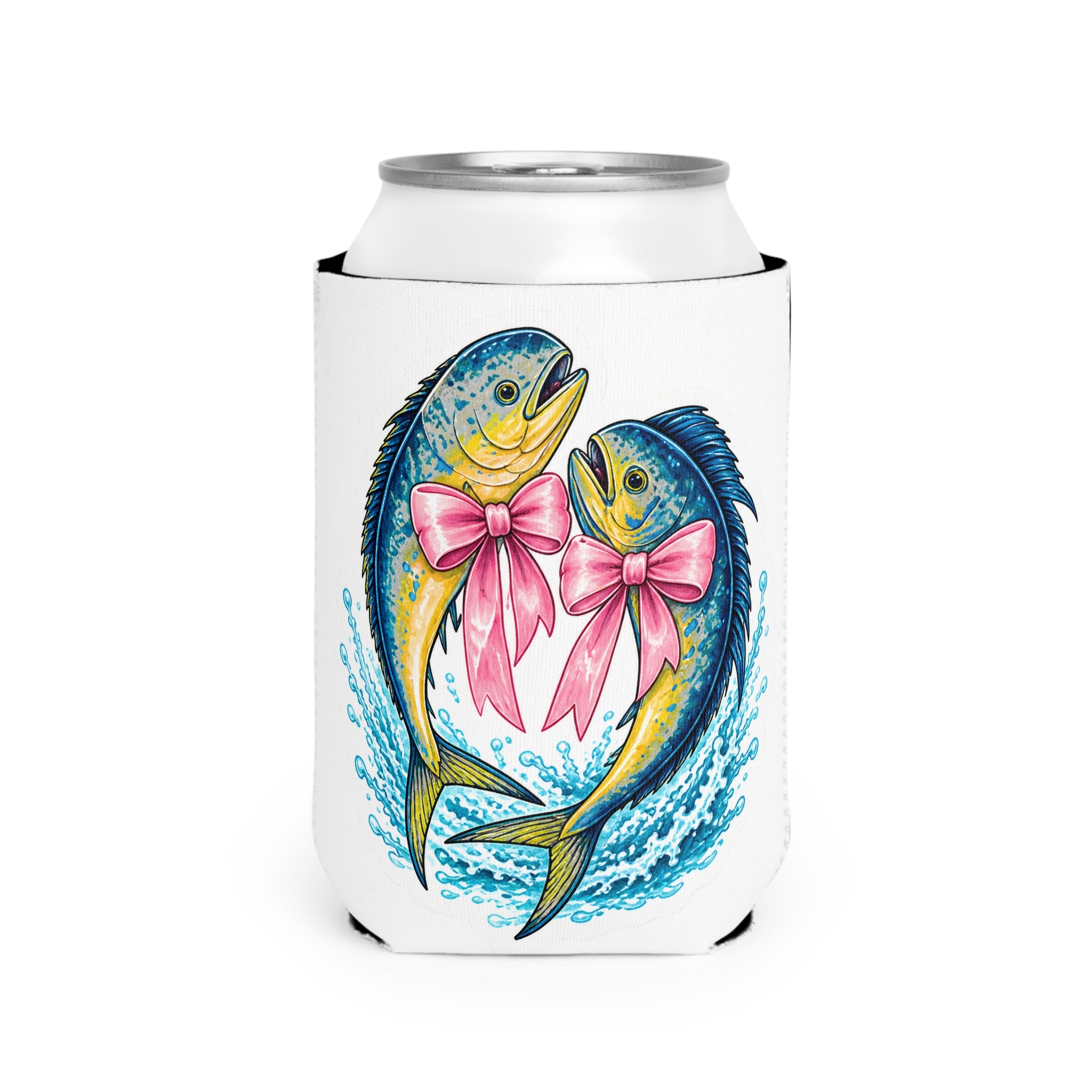 Fish Duo with Pink Bows Koozie