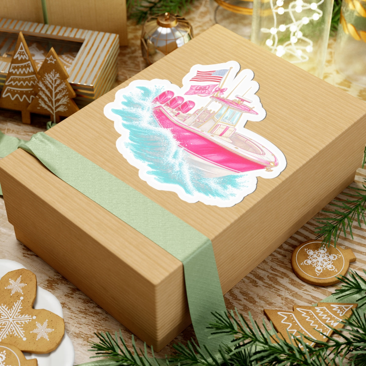 Pink Fishing Boat Sticker