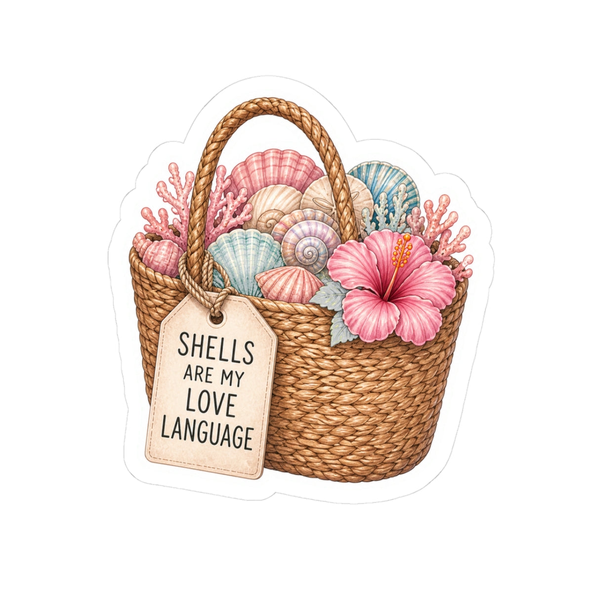 Seashells Are My Love Language Sticker 🐚👜🤍