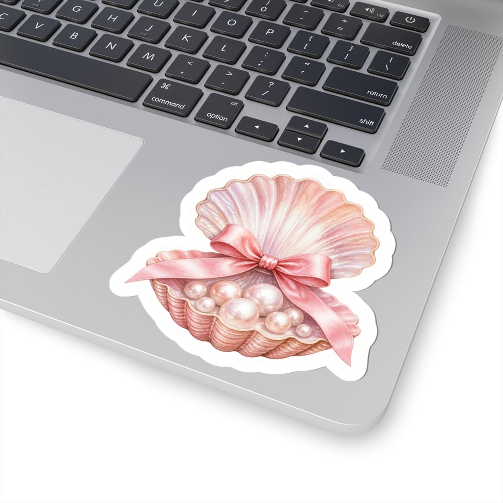 Pearl & Pink Bow Seashell Sticker 🎀🐚🫧