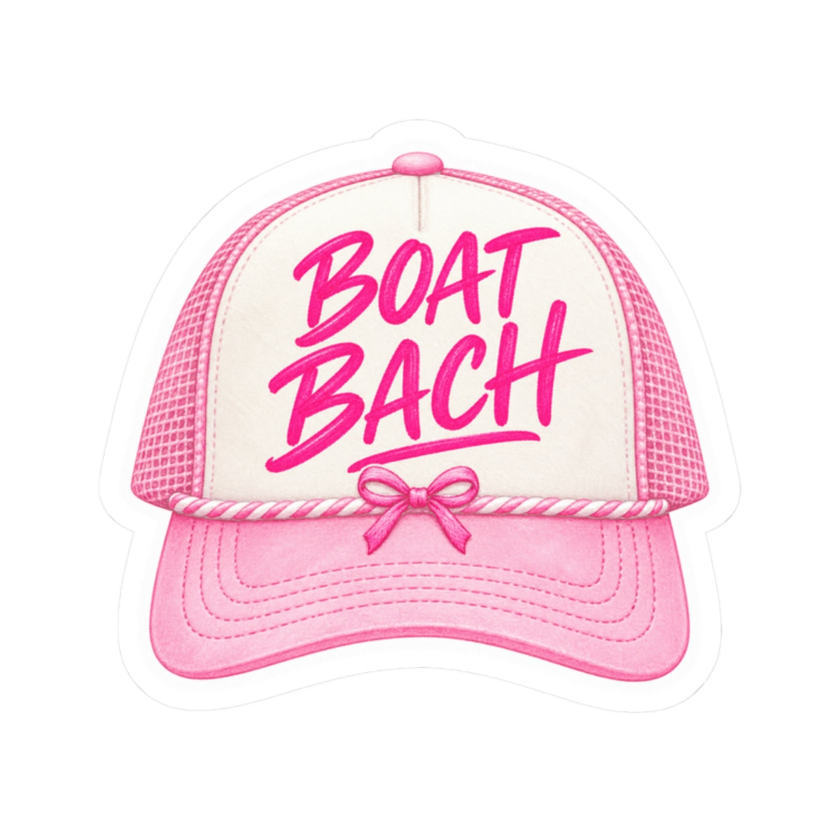Boat Bachh Pink Trucker Hat Sticker 🎀🚤