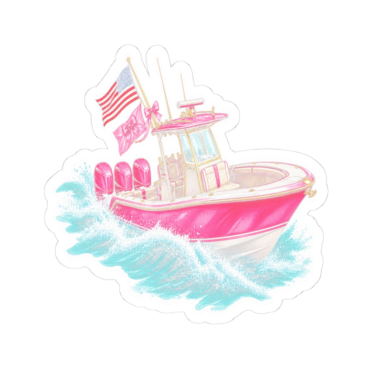 Pink Fishing Boat Sticker