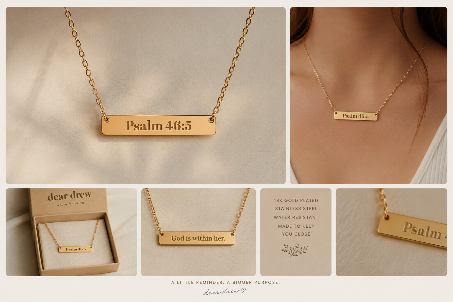 Psalm 46:5 Horizontal Bar Necklace
