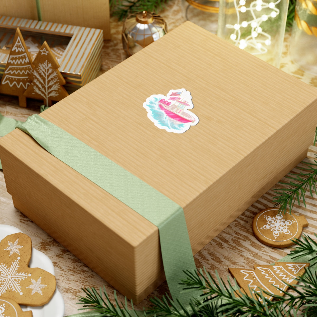 Pink Fishing Boat Sticker
