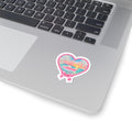 Pink Sunset Boat Heart Sticker 🎀🛥️🌅