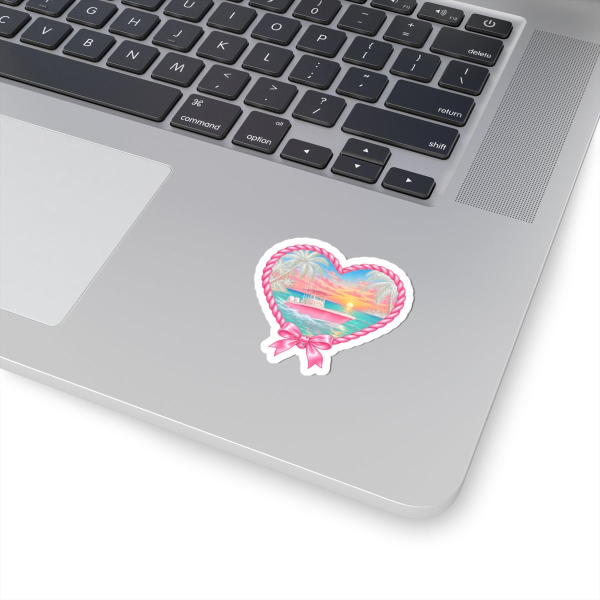 Pink Sunset Boat Heart Sticker 🎀🛥️🌅