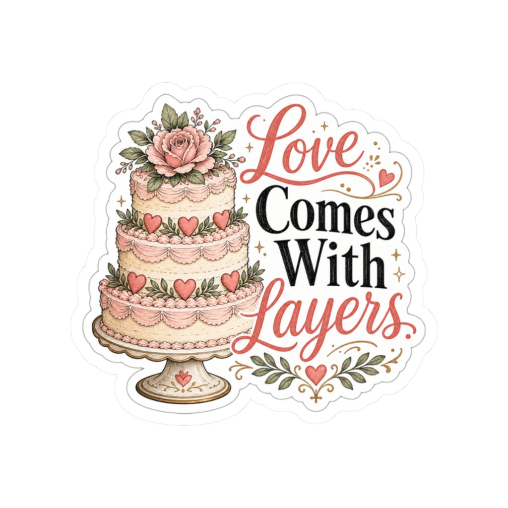 Love Comes With Layers Cake Sticker
