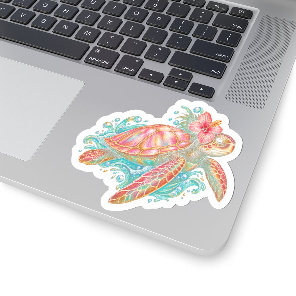 Tropical Flower Sea Turtle Sticker 🌺🐢🌊