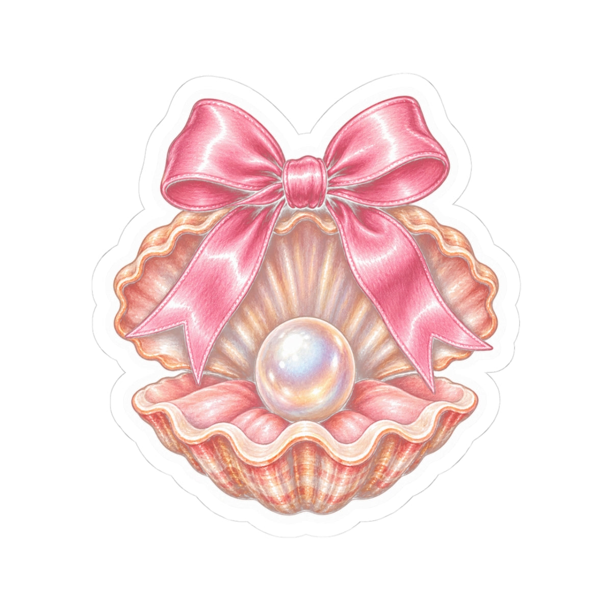 Pearl in a Bow Seashell Sticker 🎀🐚