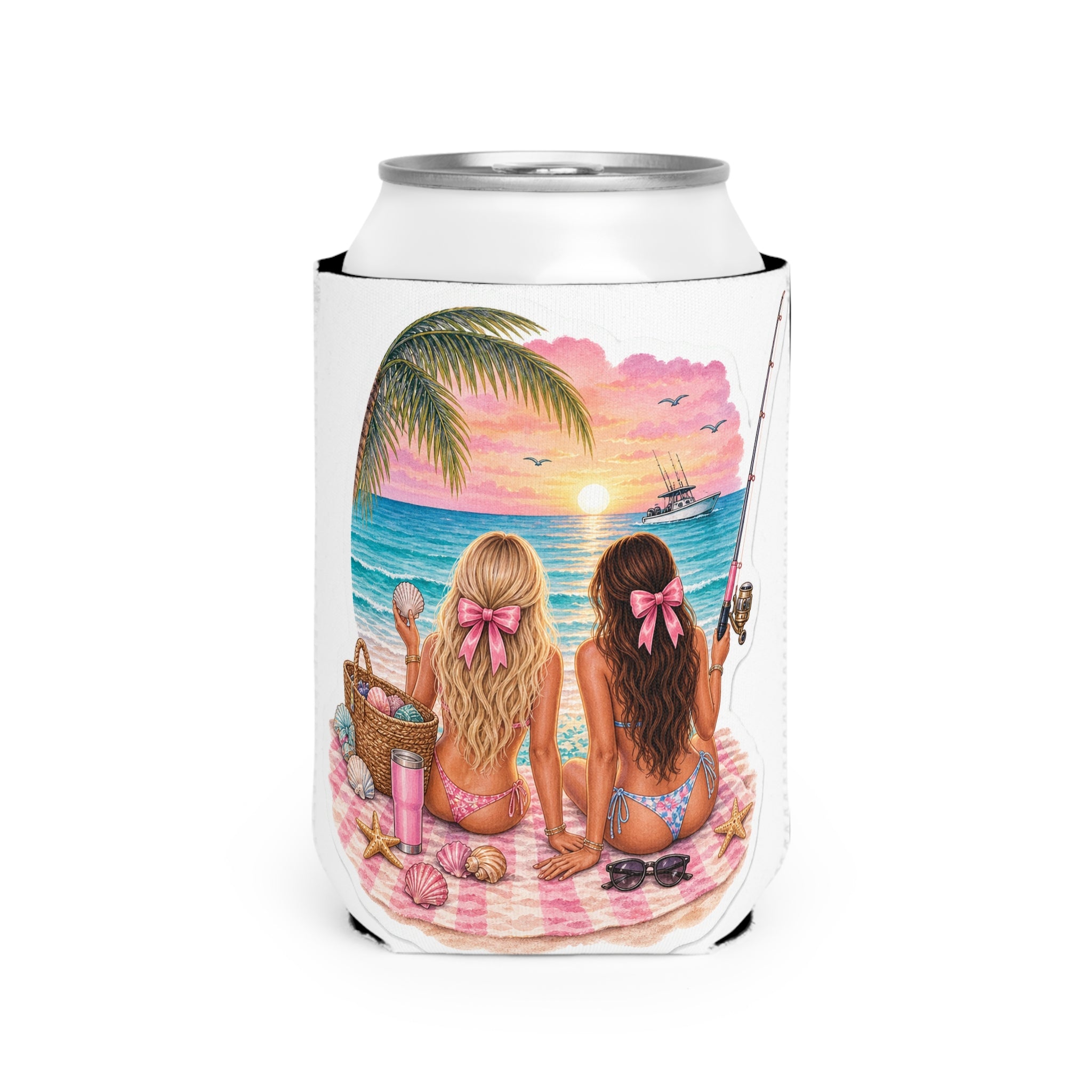 Sunset Besties Can Koozie