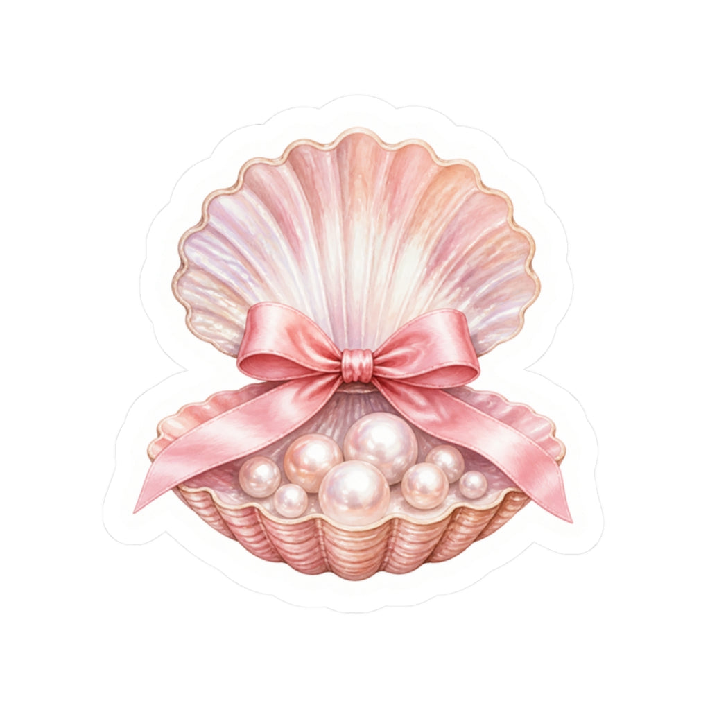 Pearl & Pink Bow Seashell Sticker 🎀🐚🫧