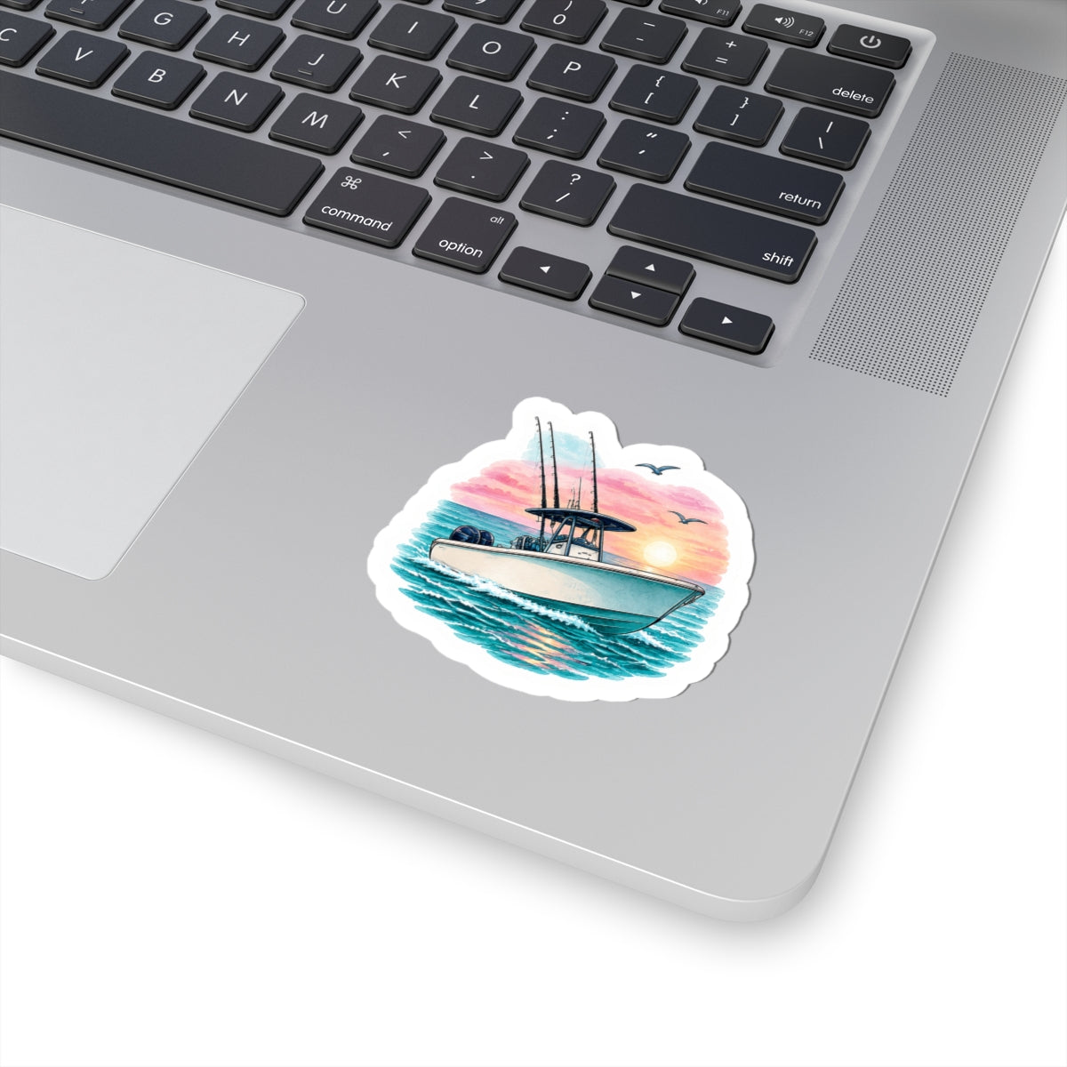 Island Sunset Fishing Boat Sticker 🌅🛥️