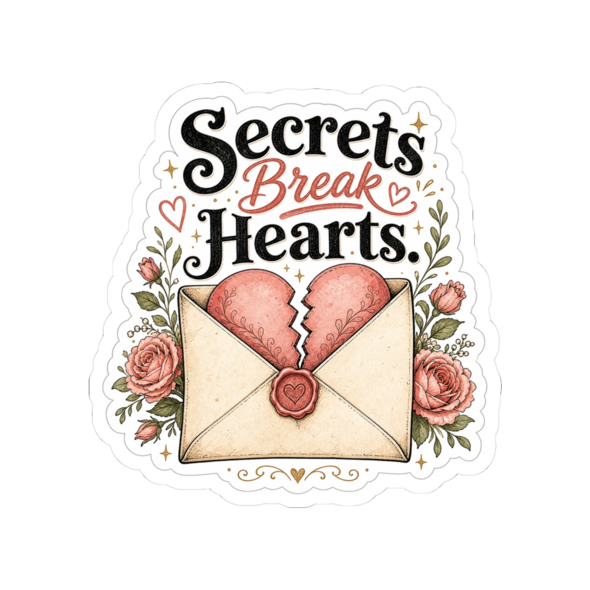 Secrets Break Hearts Sticker