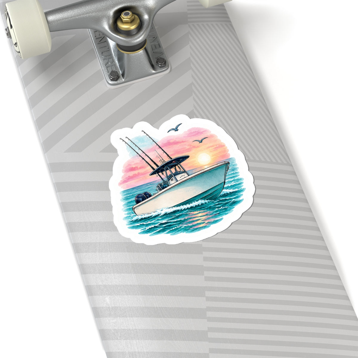 Island Sunset Fishing Boat Sticker 🌅🛥️