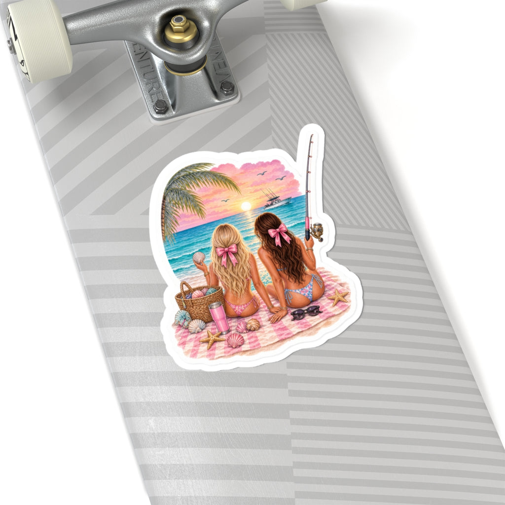 Sunset Friends Fishing Sticker