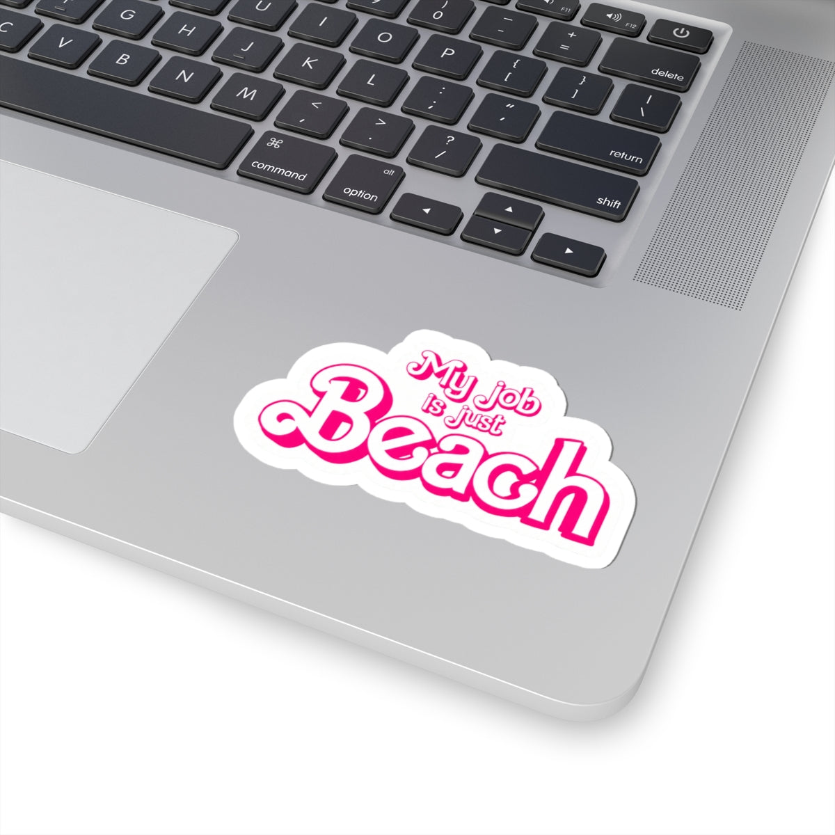 'My Job Is Just Beach' Pink Retro Kiss-Cut Sticker