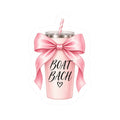 Boat Bach Bow Tumbler Sticker 🎀🛥️💗