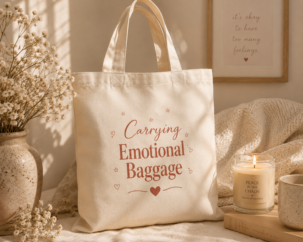 "Carrying Emotional Baggage" Cotton Canvas Tote Bag