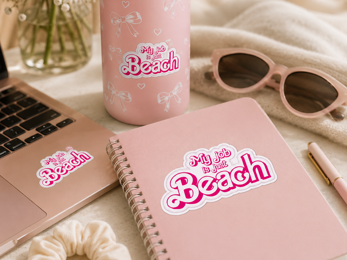 "My Job Is Just Beach" Kiss-Cut Sticker